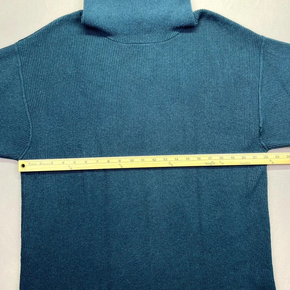 Free People Afterglow Mock Neck Ribbed Pullover Sweater Teal Blue Size Small